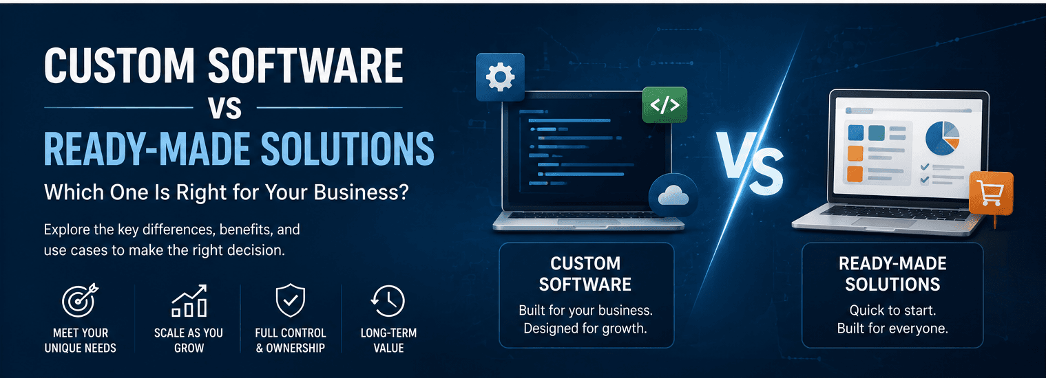 Custom Software vs Ready-Made Solutions: Which One Is Right for Your Business? hero image